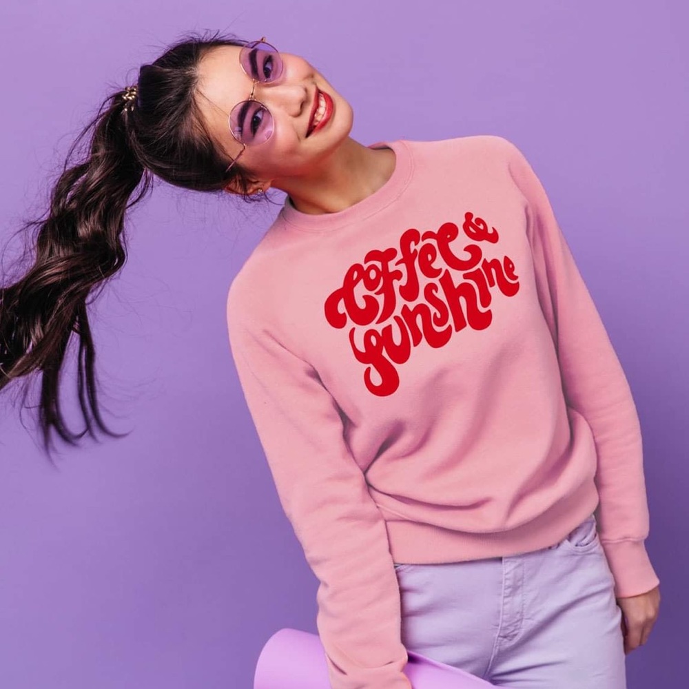 WILDFOX Women's Statement Crewneck In Coffee & Sunshine, S